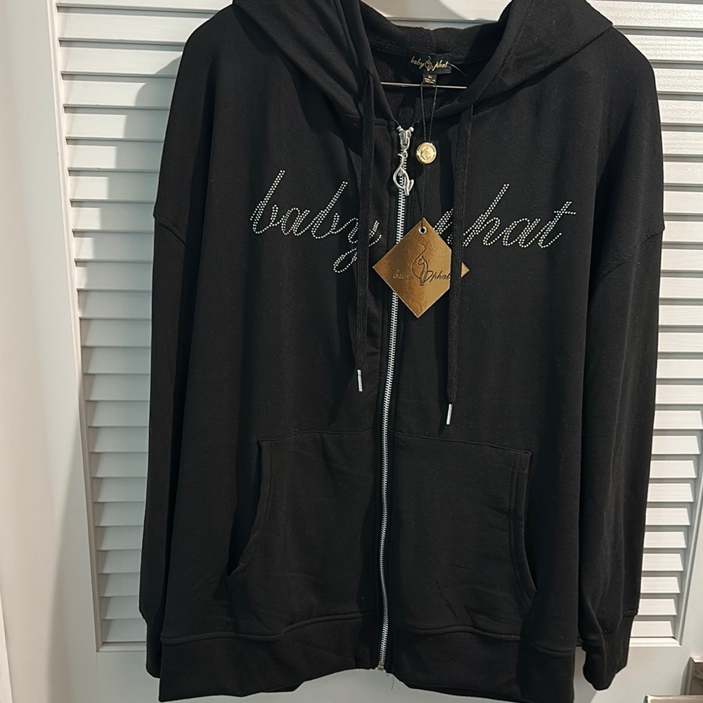 NWT Baby Phat Bling Front Zipper Down Hoodie with Two Front Pockets.